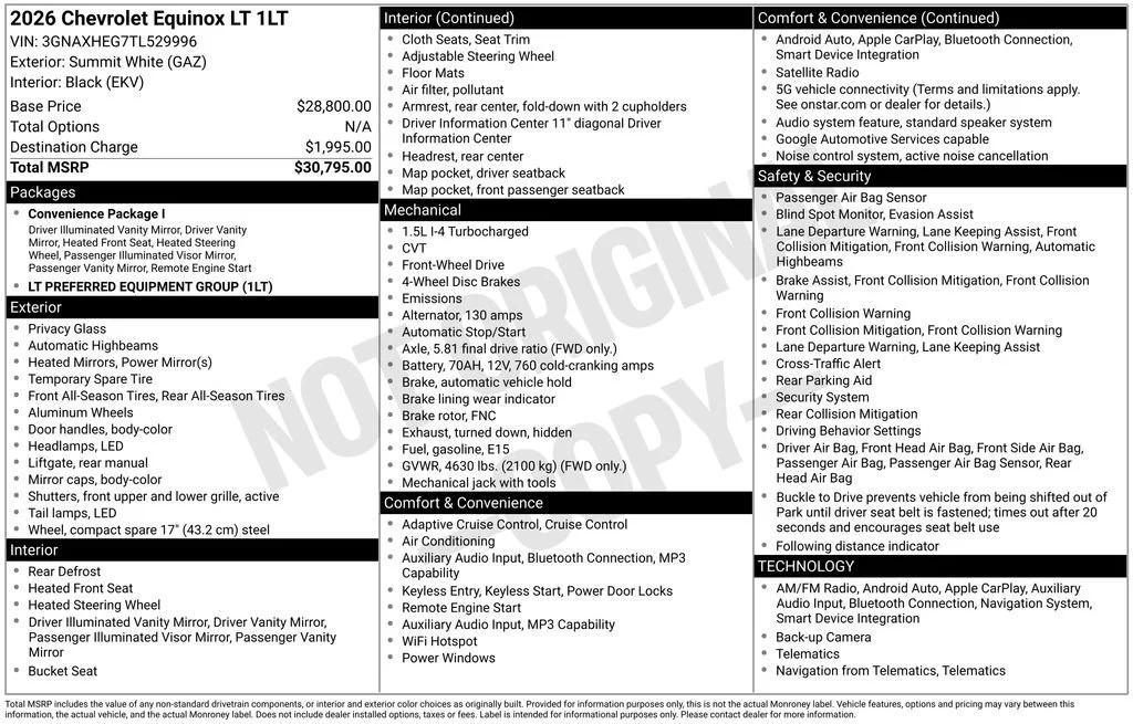New 2026 Summit White Chevrolet LT image 26