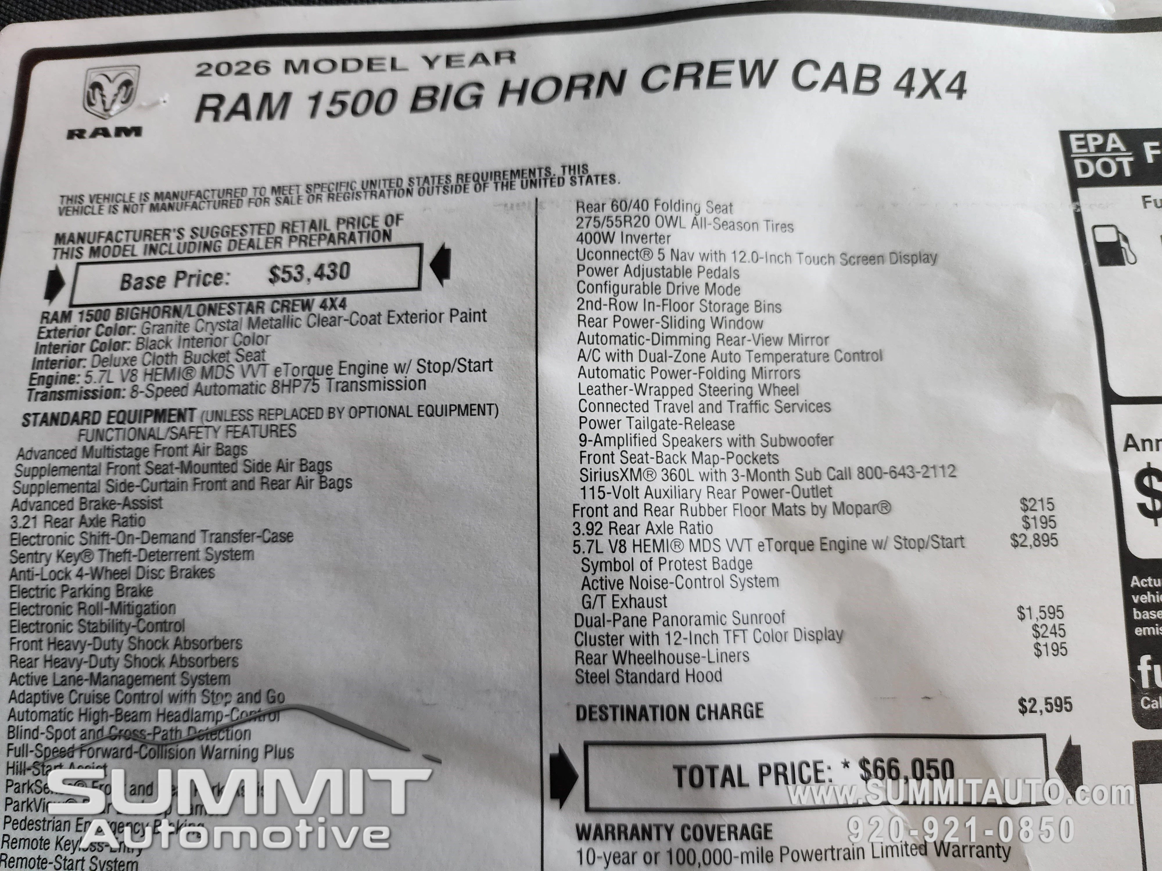New 2026 Granite Crystal Metallic Clear-Coat Exterior Paint RAM Big Horn/Lone Star image 59