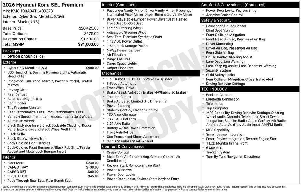 New 2026 Gray Hyundai SEL Premium image 5