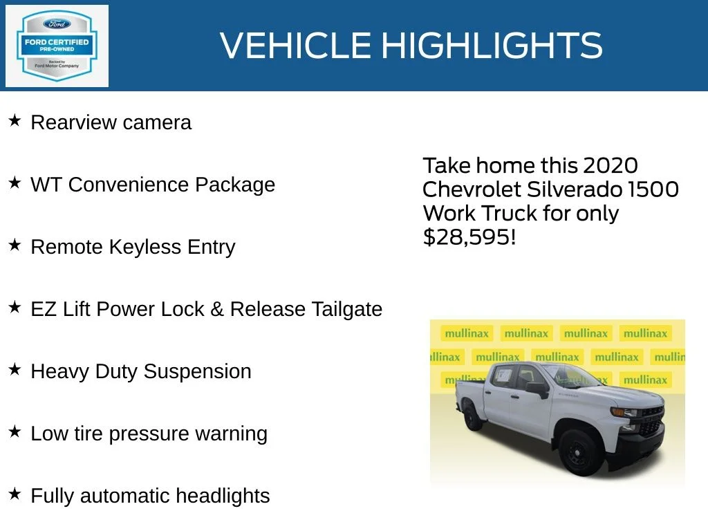 Certified Used 2020 White Chevrolet WT image 23