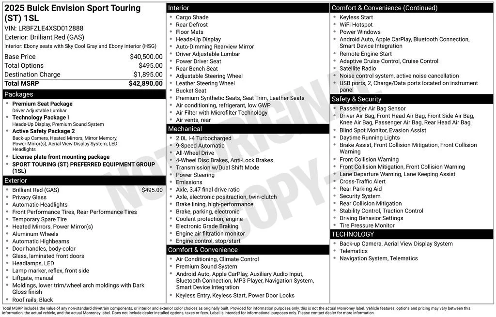 Used 2025 Brilliant Red Buick Sport Touring image 6