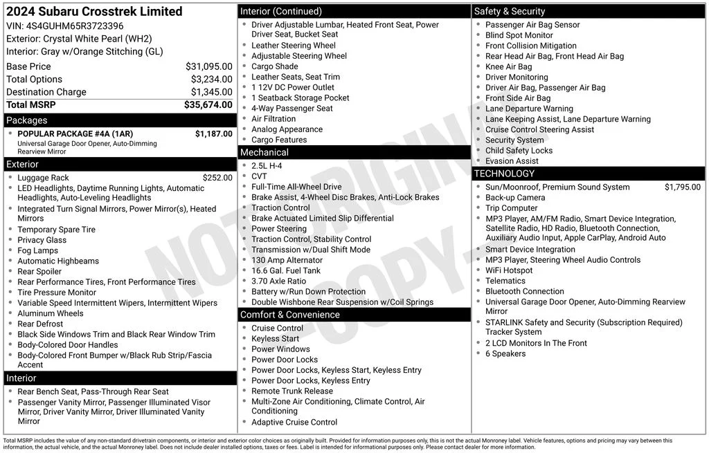 Used 2024 White Subaru Limited image 2