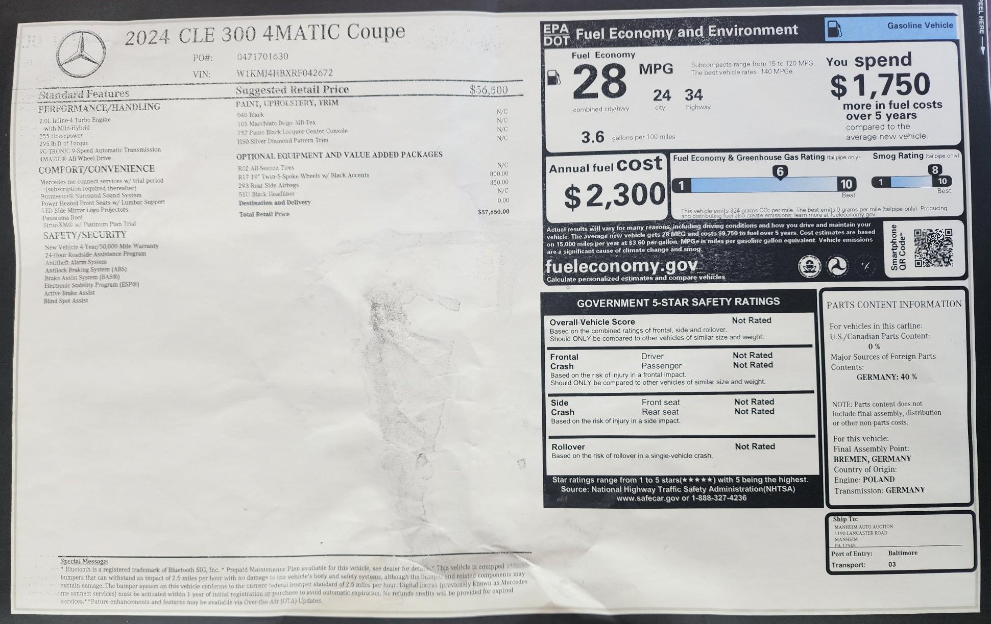 Used 2024 Black Mercedes-Benz 300 4MATIC® Coupe image 23