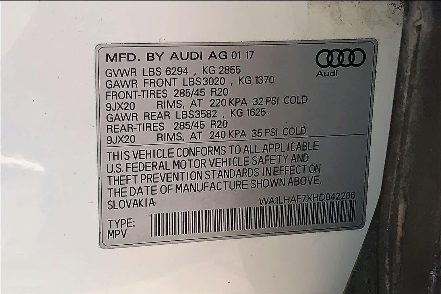 Used 2017 Carrara White Audi Premium Plus image 34