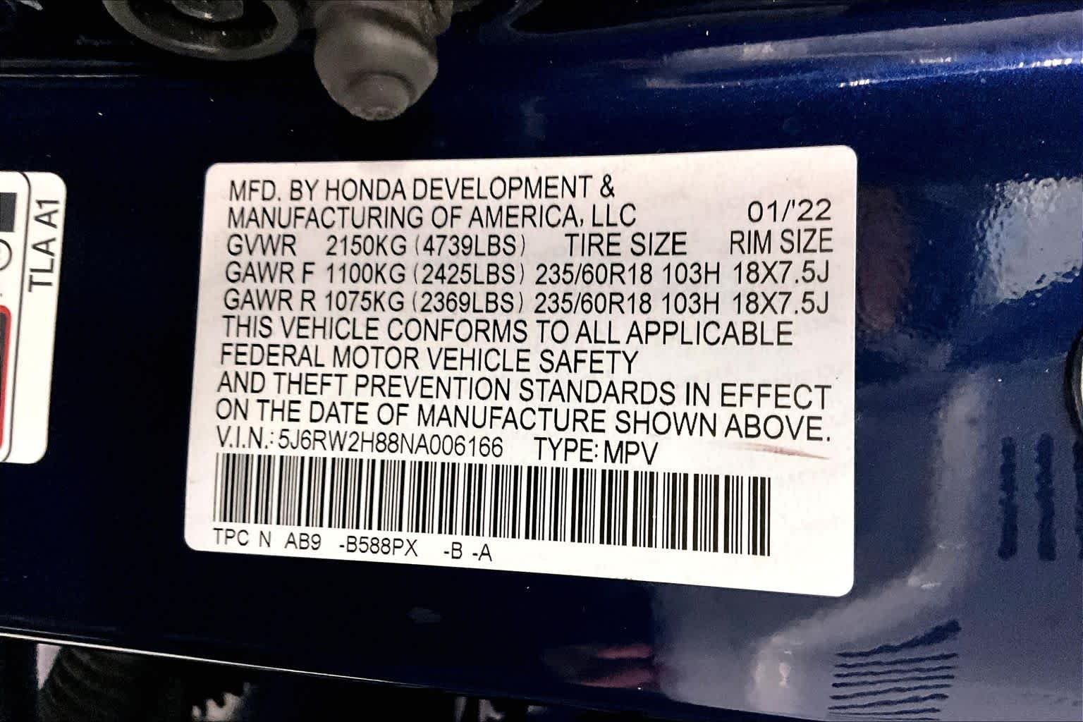Used 2022 Obsidian Blue Pearl Honda EX-L image 36