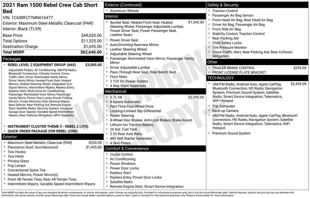 Used 2021 Steel Metallic Ram Rebel image 7