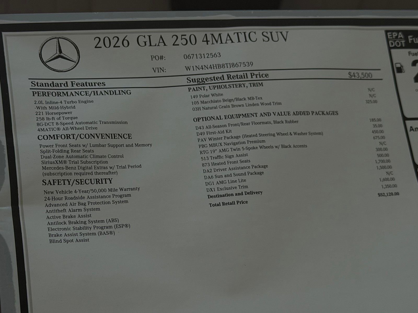 New 2026 Polar White Mercedes-Benz GLA 250 image 48