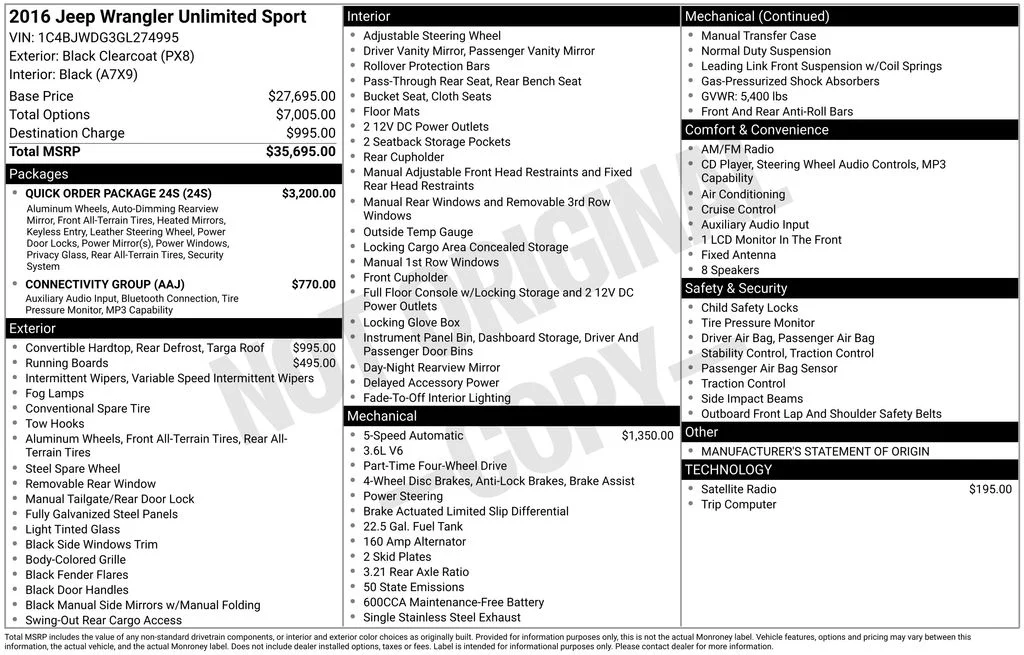 Used 2016 Black Jeep Unlimited Sport image 2