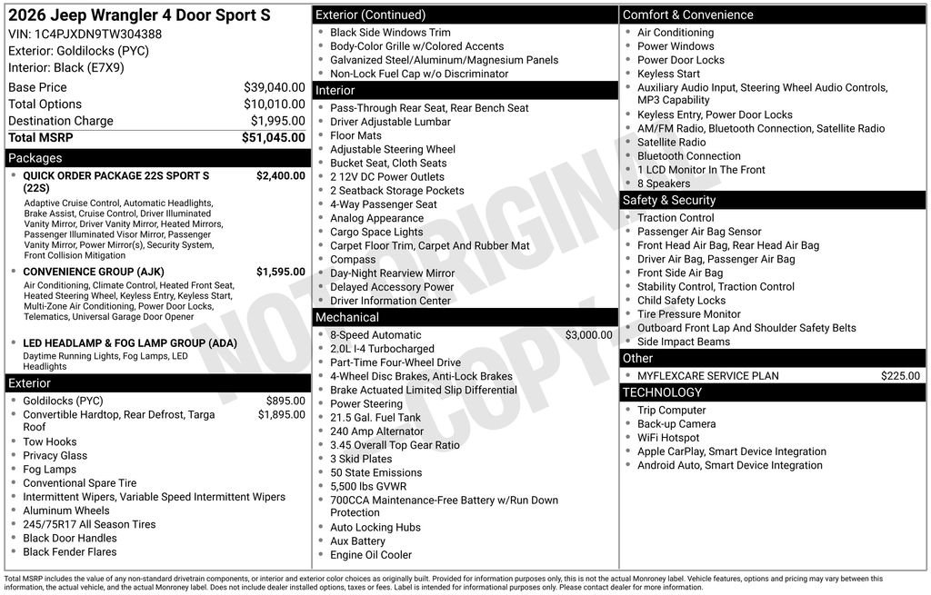 New 2026 Goldilocks Exterior Paint Jeep Sport S image 5