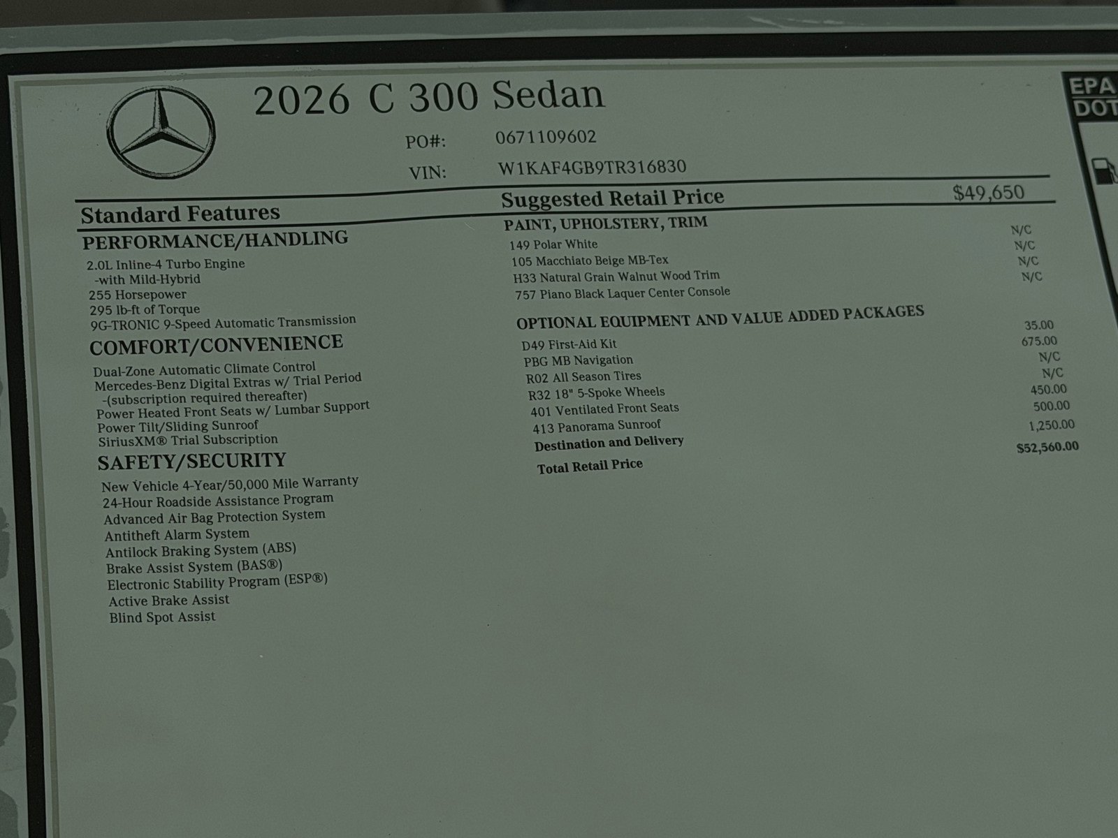 New 2026 Polar White Mercedes-Benz C 300 image 44