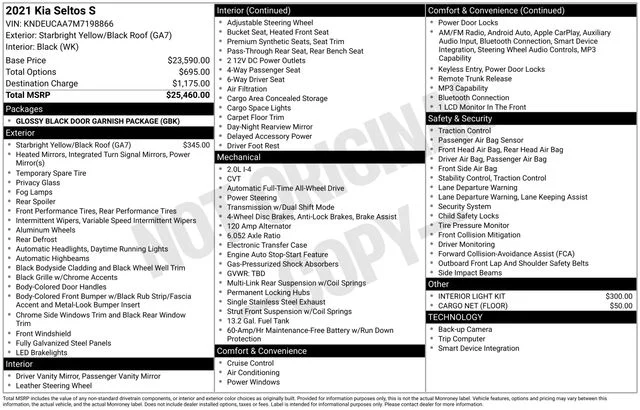 Certified Used 2021 Yellow Kia S image 18
