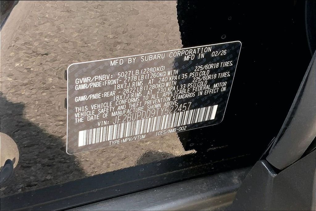New 2026 CRYSTAL BLACK SILICA Subaru Limited image 8