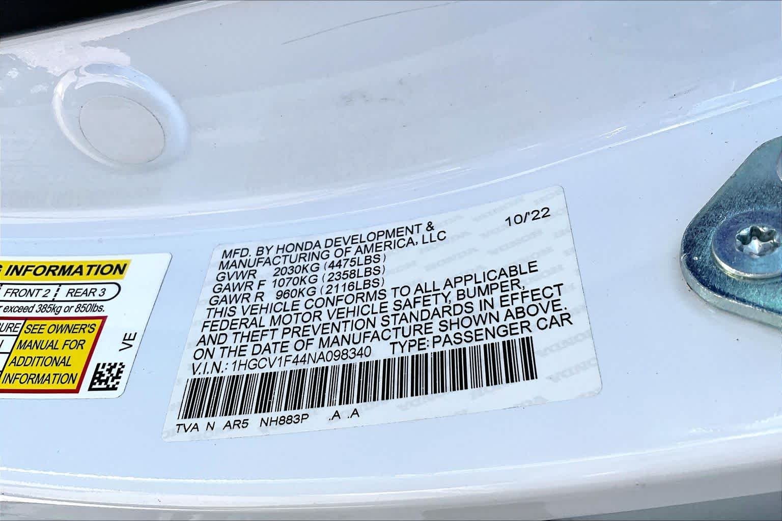 Used 2022 Platinum White Pearl Honda Sport SE image 35