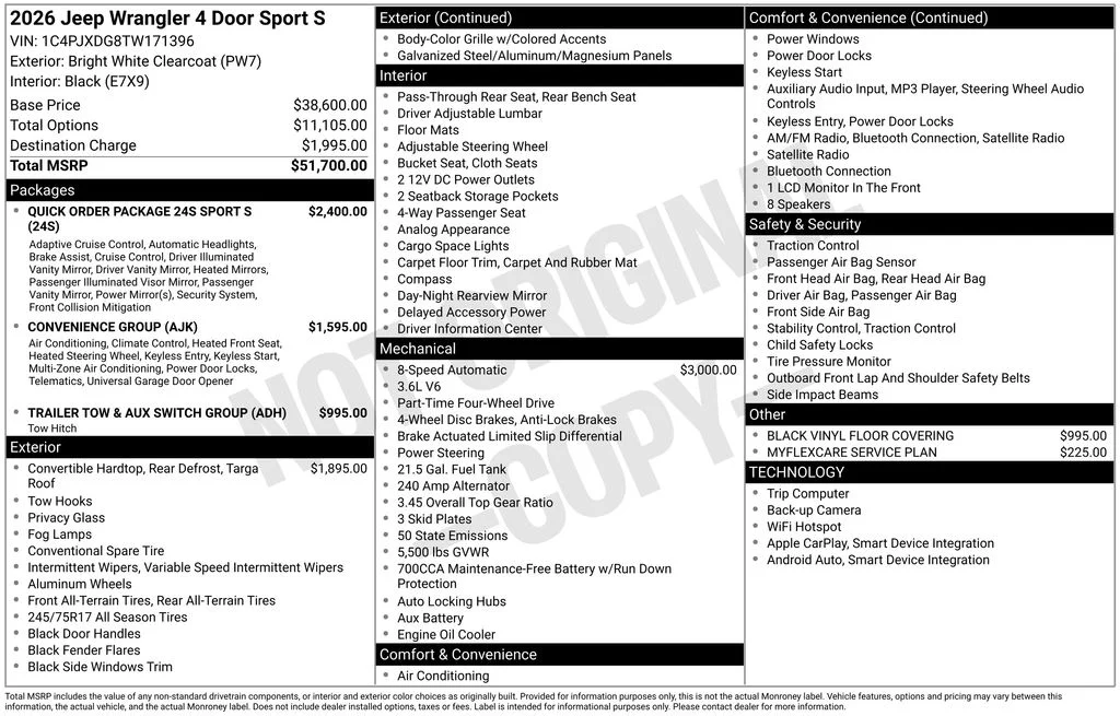 New 2026 Bright White Clearcoat Jeep Sport S image 6