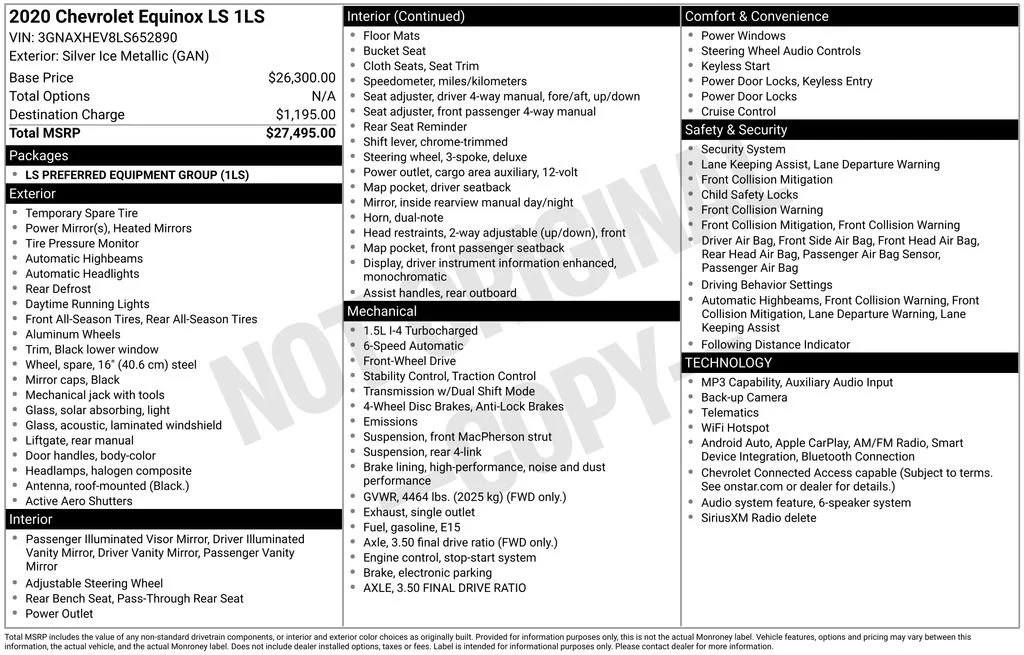 Used 2020 SILVER ICE METALLIC Chevrolet LS image 34