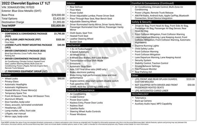 Used 2022 Blue Glow Metallic Chevrolet LT image 1