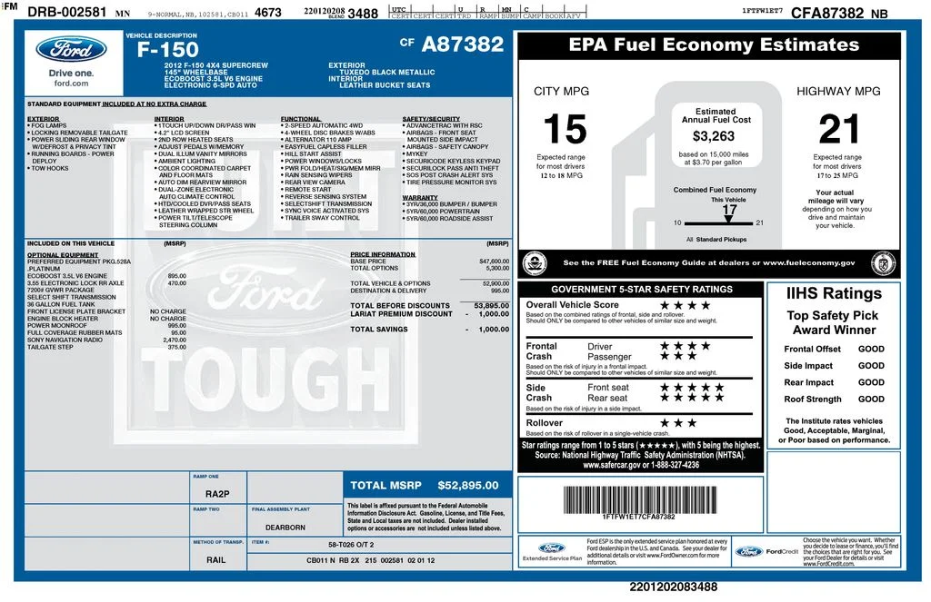 Used 2012 Ford F-150 Platinum with VIN 1FTFW1ET7CFA87382 for sale in Elk River, Minnesota