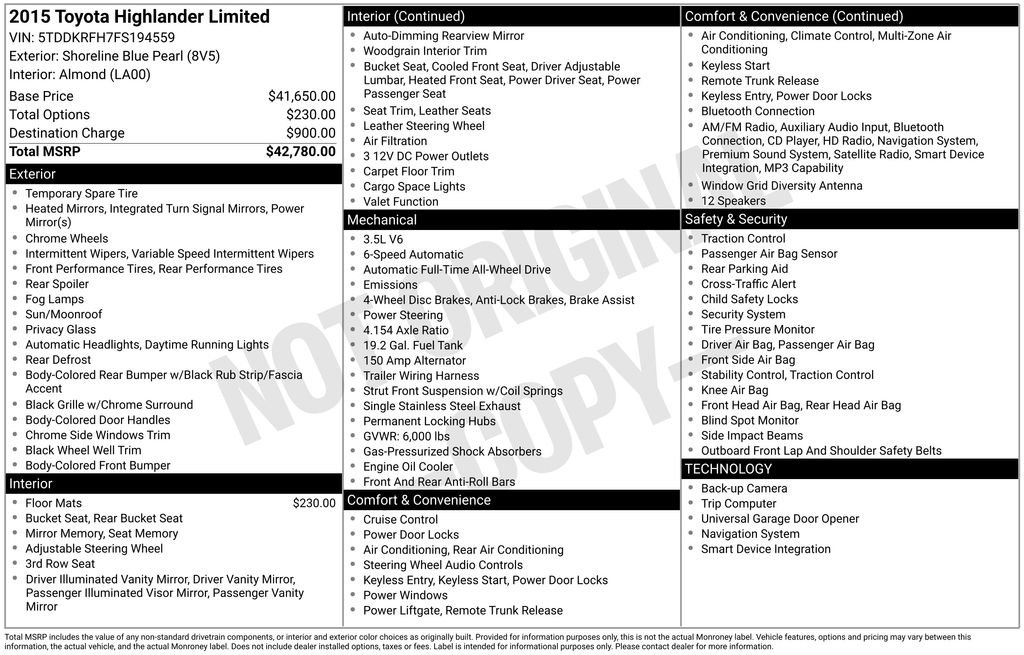 Used 2015 Blue Toyota Limited image 5