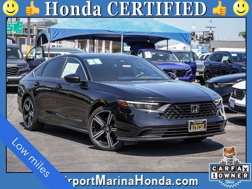 Certified Used 2024 Crystal Black Pearl Honda HYBRID SPORT image 1
