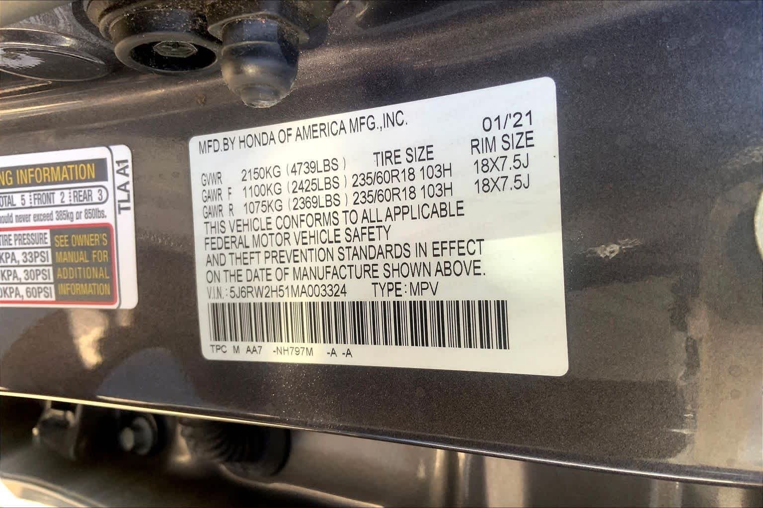 Used 2021 Modern Steel Metallic Honda EX image 34