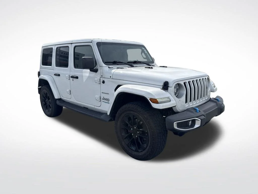 Certified Used 2022 Bright White Clearcoat Jeep Unlimited Sahara 4xe image 2