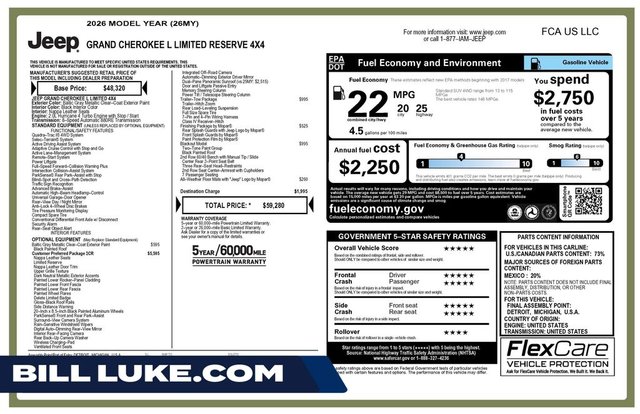 2026 Jeep Grand Cherokee L Limited Reserve