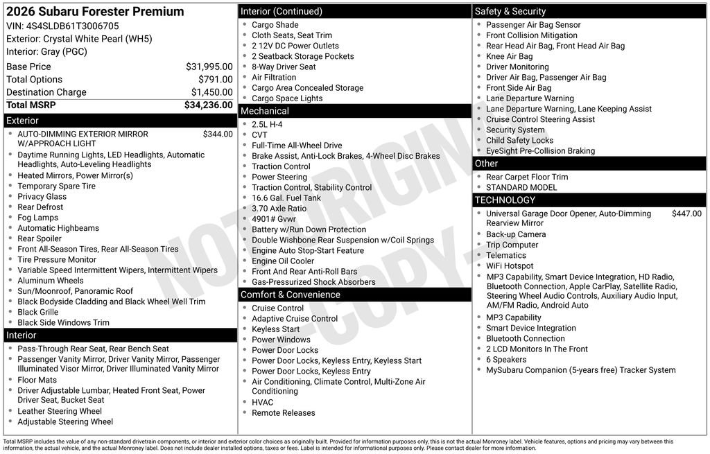 Used 2026 White Subaru Premium image 26