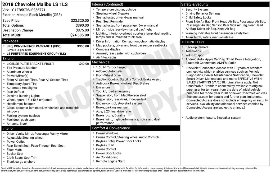 Used 2018 Black Chevrolet LS image 17
