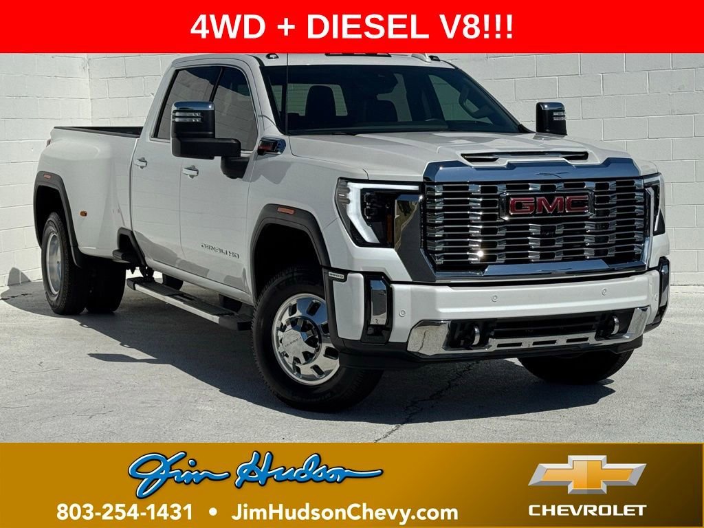 White Frost Tricoat 2024 GMC Sierra 3500HD Denali Crew Cab LB DRW 4WD Pickup Truck Four-Wheel Drive