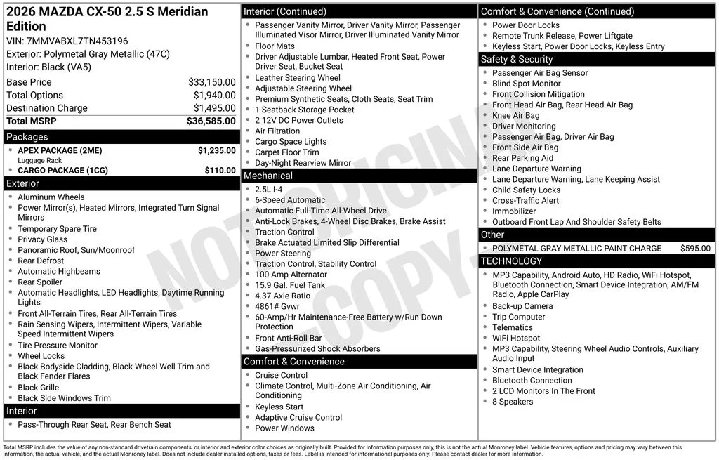 Certified Used 2026 Gray Mazda 2.5 S Meridian Edition image 7