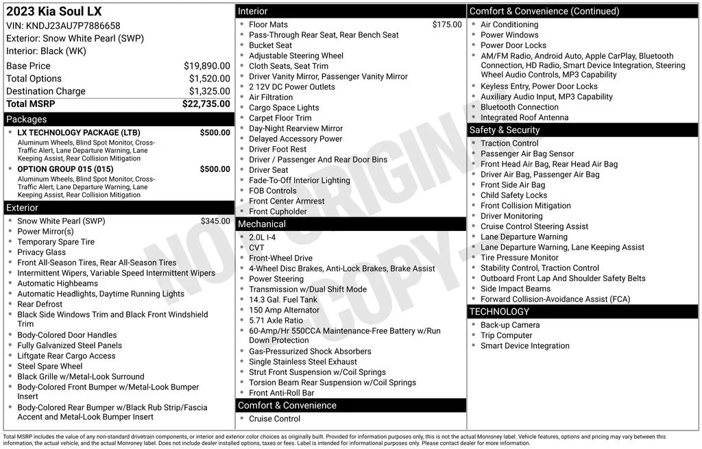 Used 2023 White Kia LX image 17