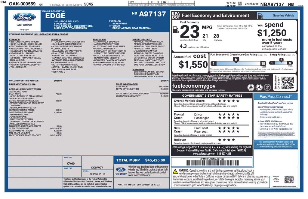 Used 2022 Star White Ford SEL image 31