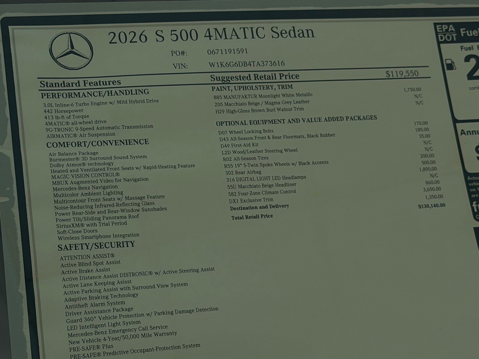 New 2026 MANUFAKTUR Moonlight White Metallic Mercedes-Benz S 500 image 44