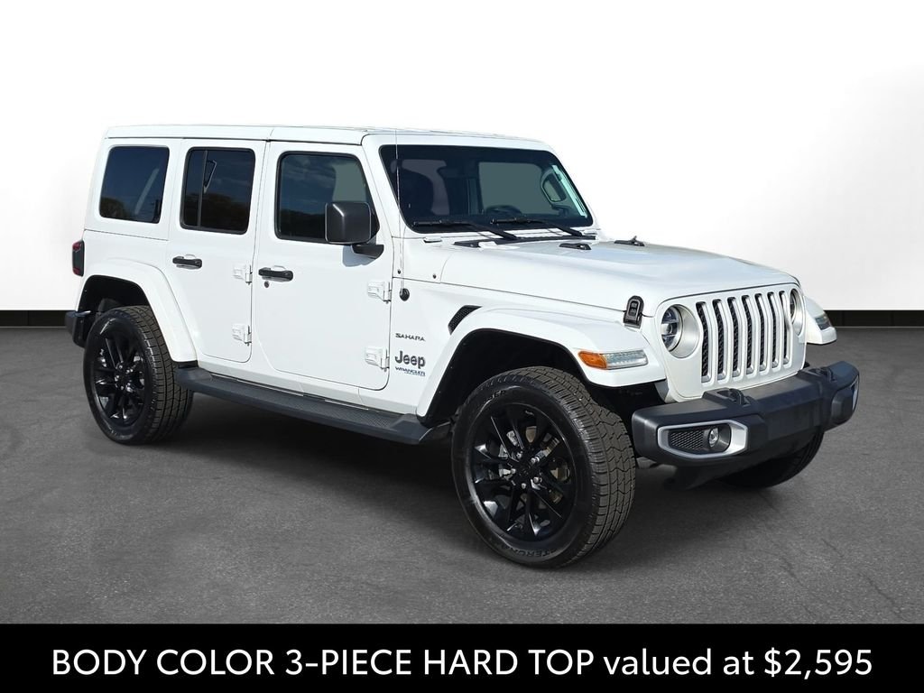 Used 2021 White Jeep Unlimited Sahara 4xe image 3