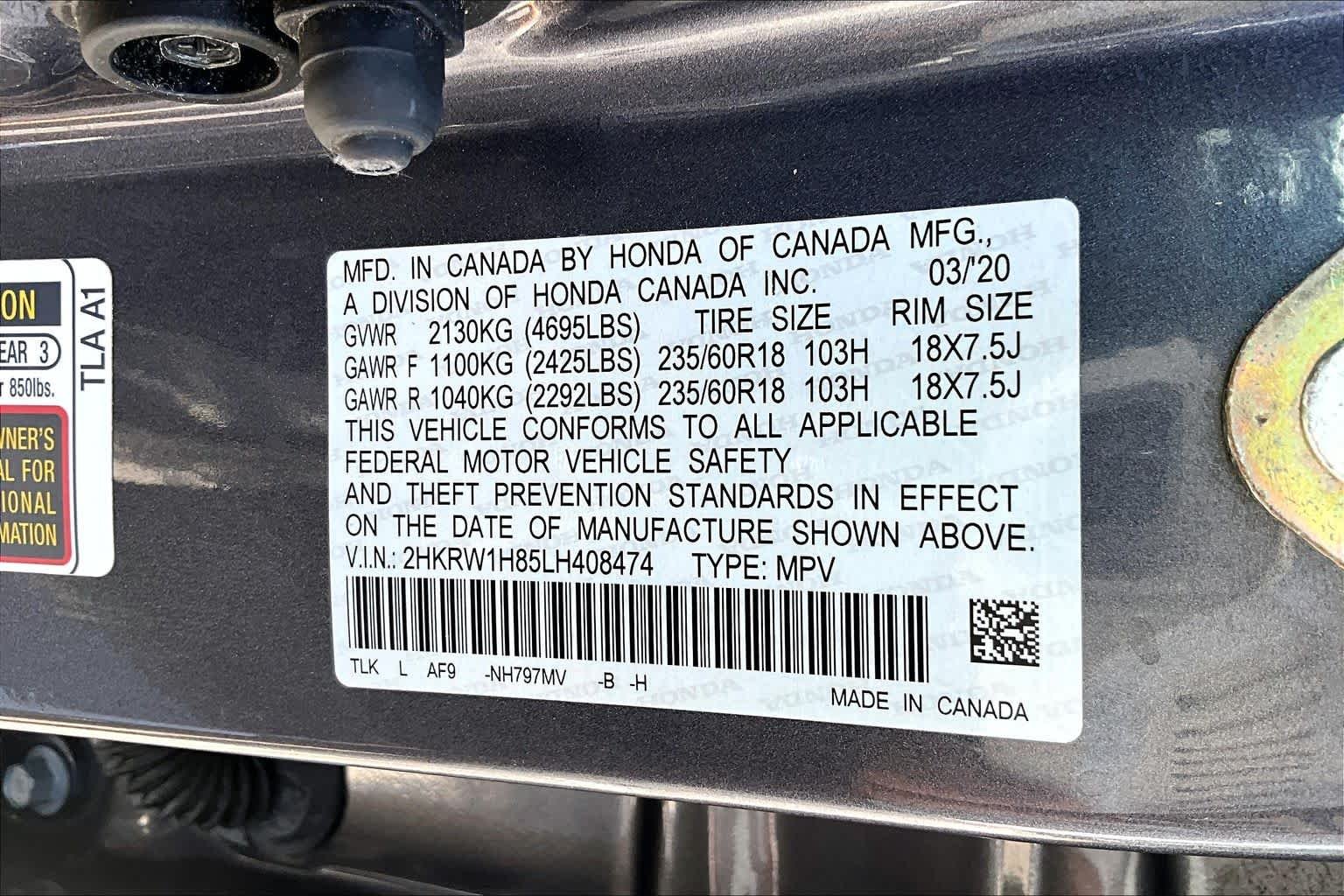 Used 2020 Modern Steel Metallic Honda EX-L image 33