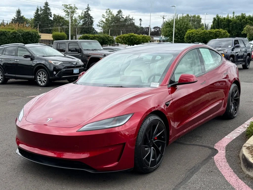 Used 2025 Red Tesla Performance image 4