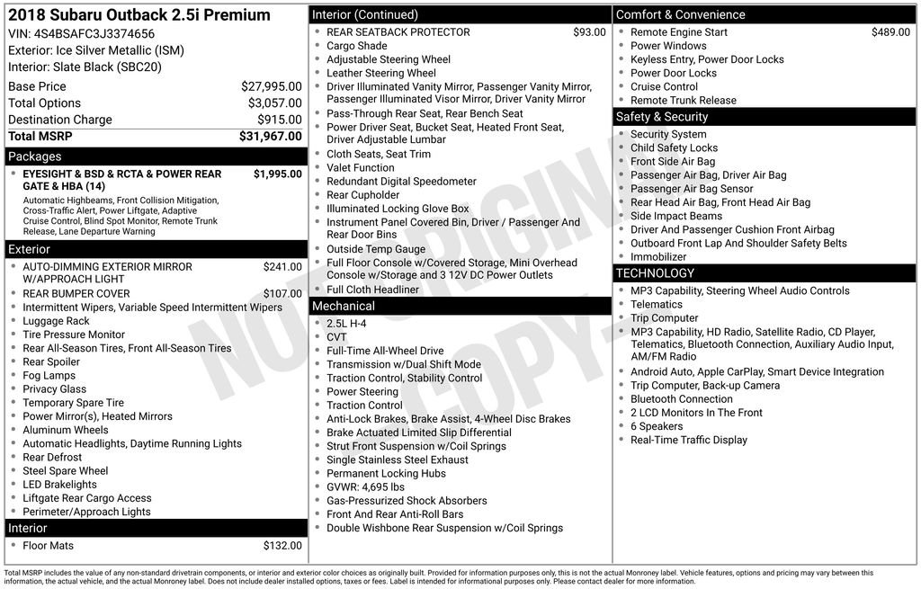 Used 2018 Silver Subaru 2.5i Premium image 9