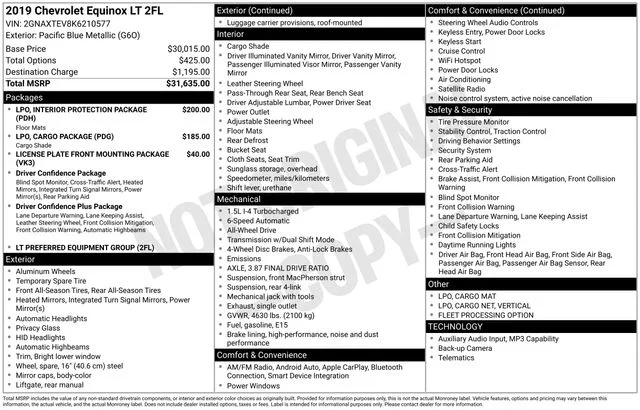Used 2019 Pacific Blue Metallic Chevrolet LT image 38