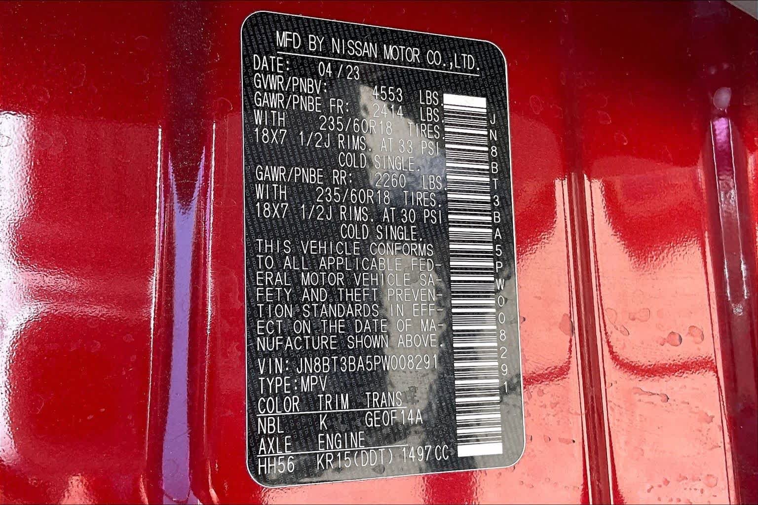 Certified Used 2023 Scarlet Ember Tintcoat Nissan SV image 33