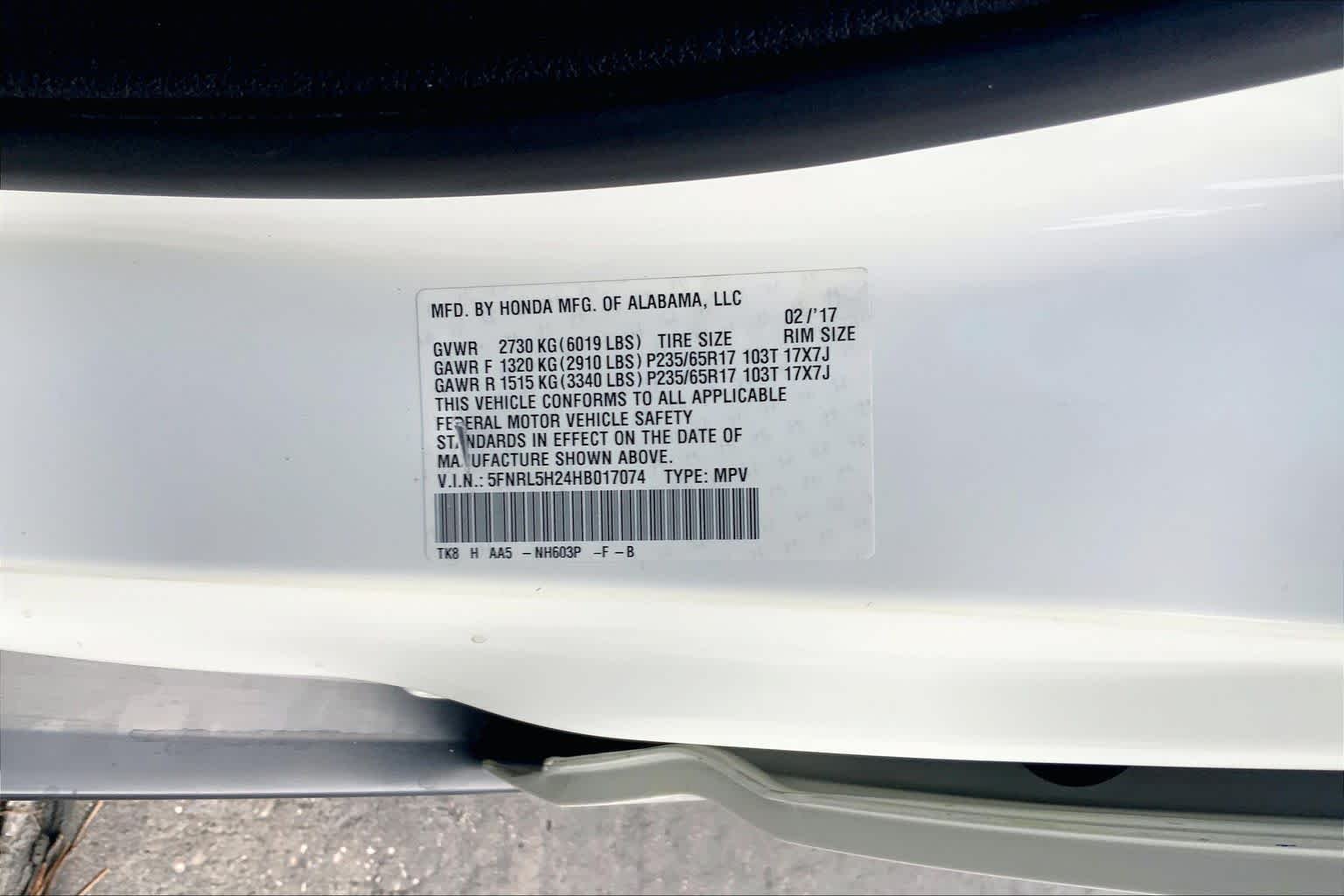Used 2017 White Diamond Pearl Honda LX image 30