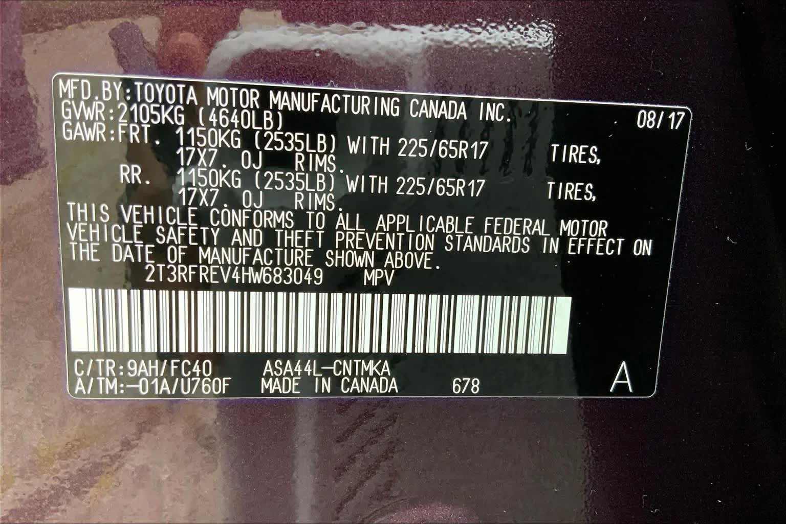 Used 2017 Black Currant Metallic Toyota XLE image 34