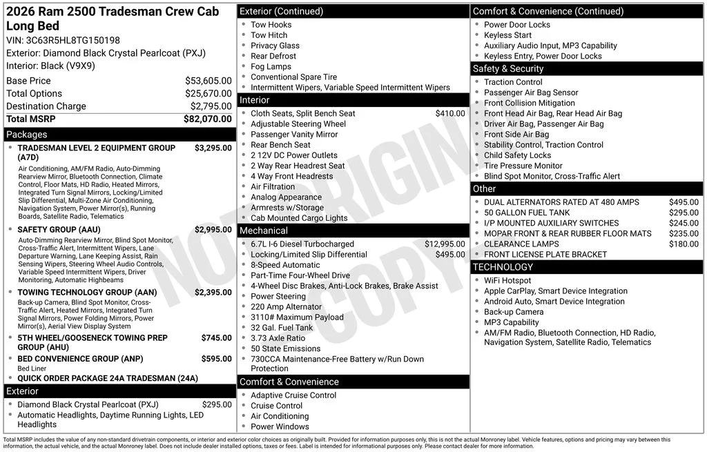 New 2026 Diamond Black Crystal Pearlcoat RAM Tradesman image 6