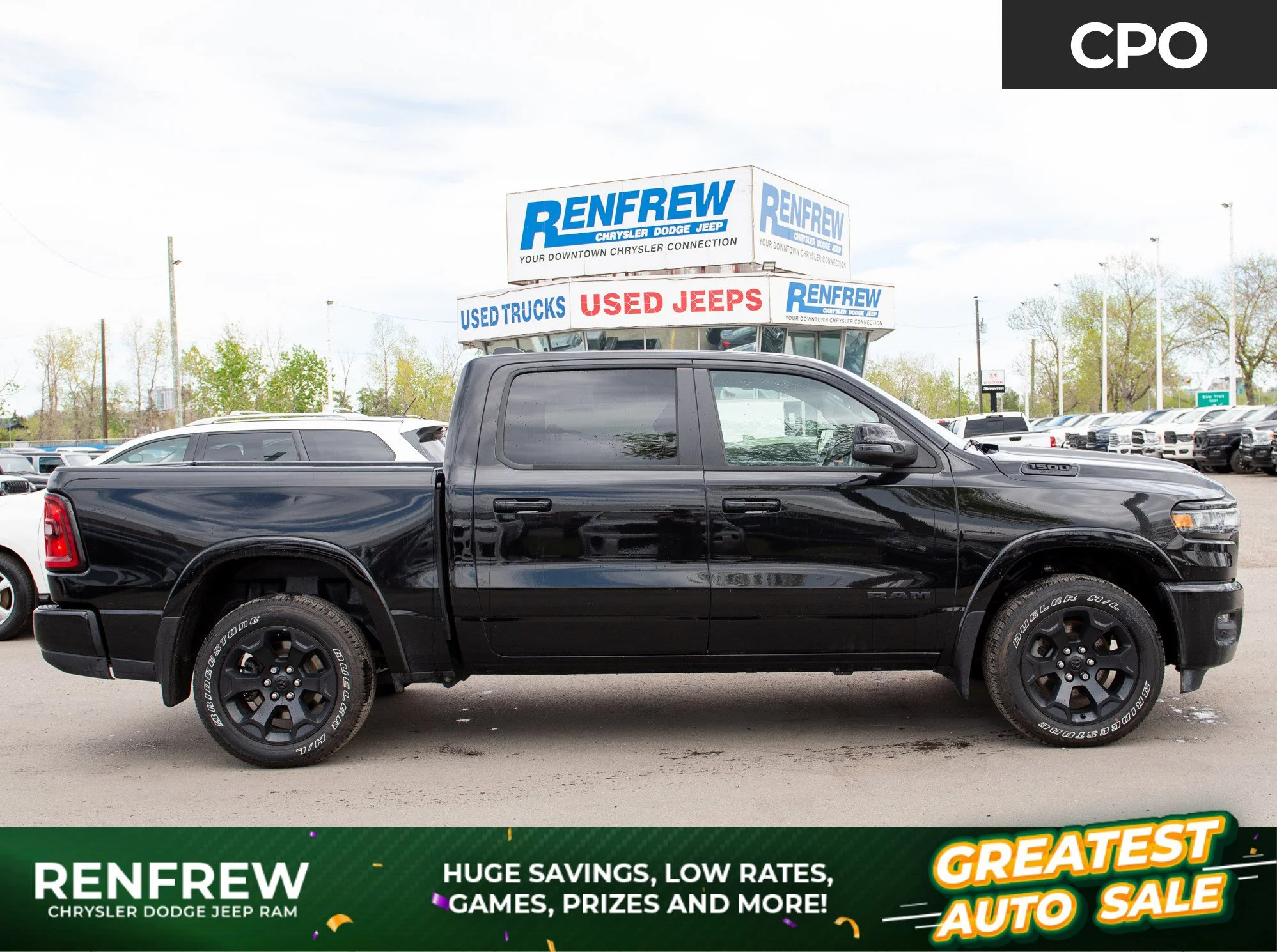 Used 2025 Black RAM Big Horn* Crew Cab 4x4, Big Horn Level 2 Equip Group, Panoramic Roof, Alpine Sound System image 1