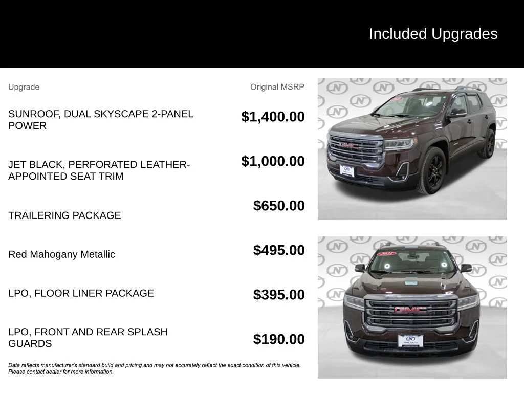 Used 2021 RED MAHOGANY METALLIC GMC AT4 image 3
