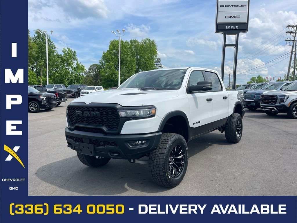 White 2025 RAM 1500 Rebel Crew Cab 4WD Pickup Truck Four-Wheel Drive