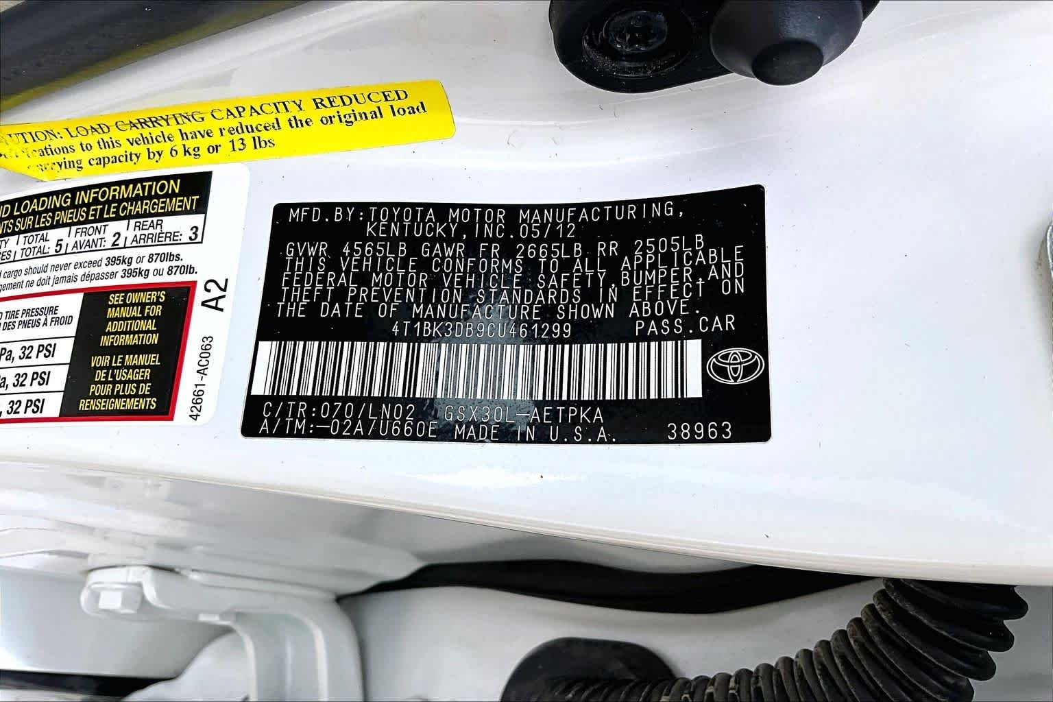 Used 2012 Blizzard Pearl Toyota Limited image 36