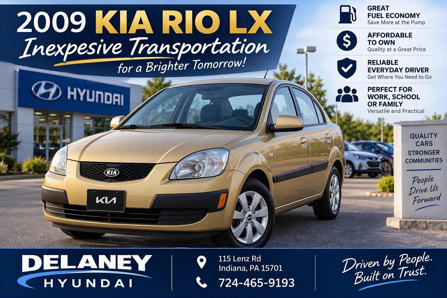 Used 2009 Kia Rio LX with VIN KNADE223896497859 for sale in Indiana, PA