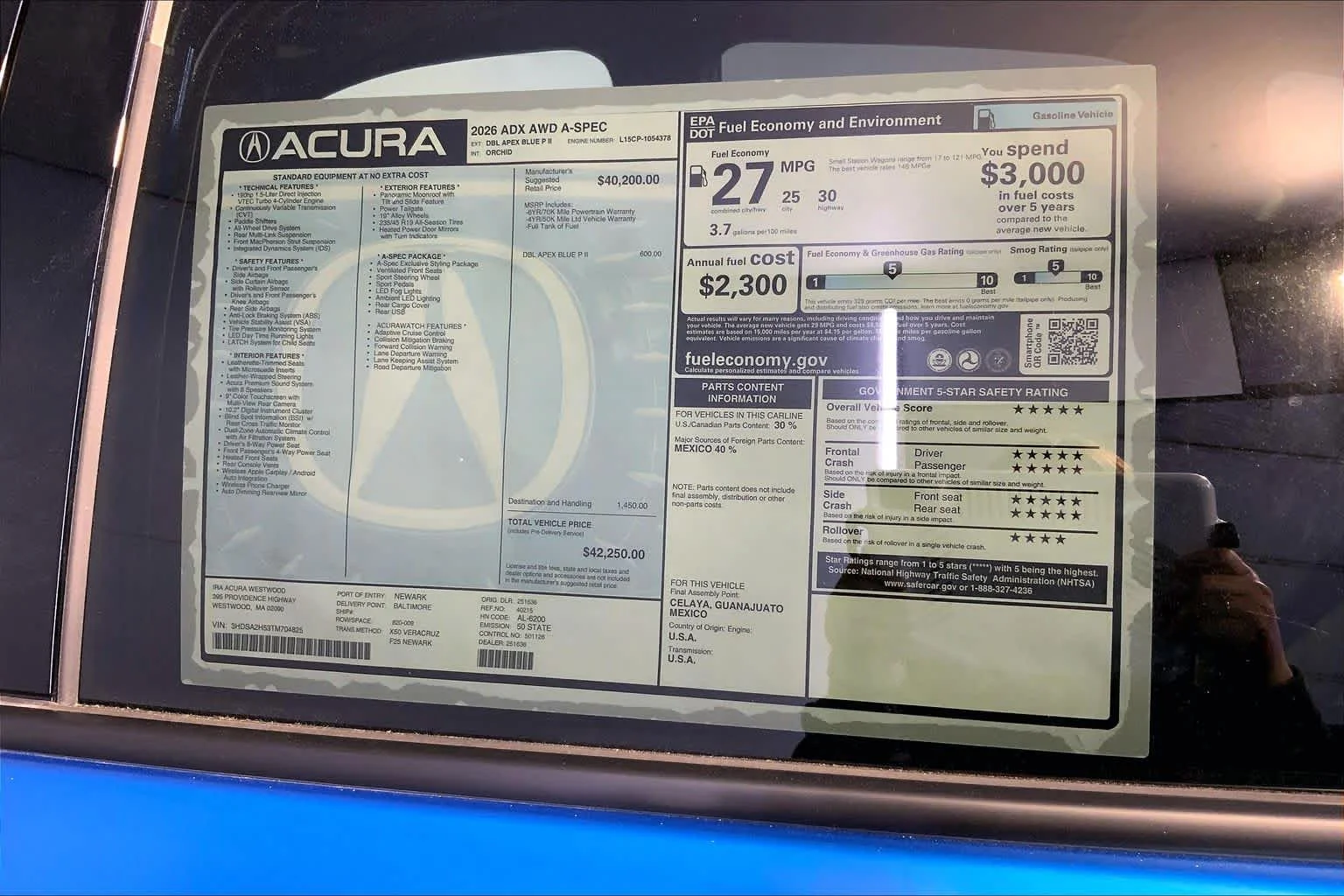 New 2026 Double Apex Blue Pearl II Acura With A-Spec Package image 19