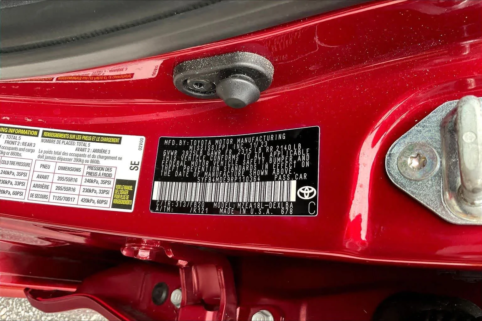 Used 2024 Ruby Flare Pearl Toyota LE image 33