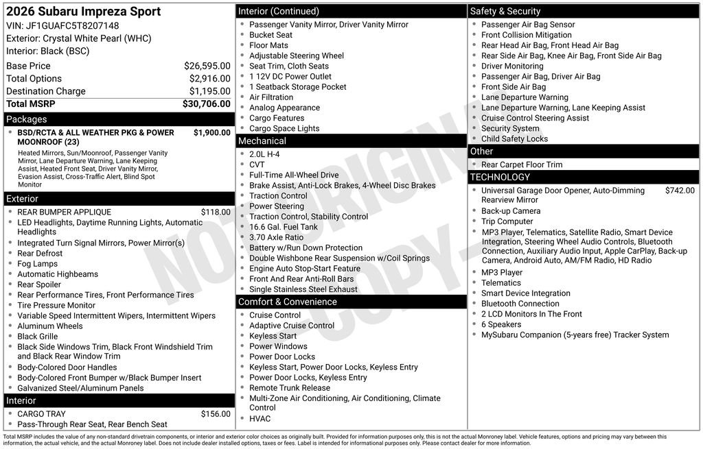 Certified Used 2026 White Subaru Sport image 10